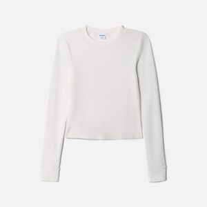 Re/Done White Waffle-Knit Crewneck Top